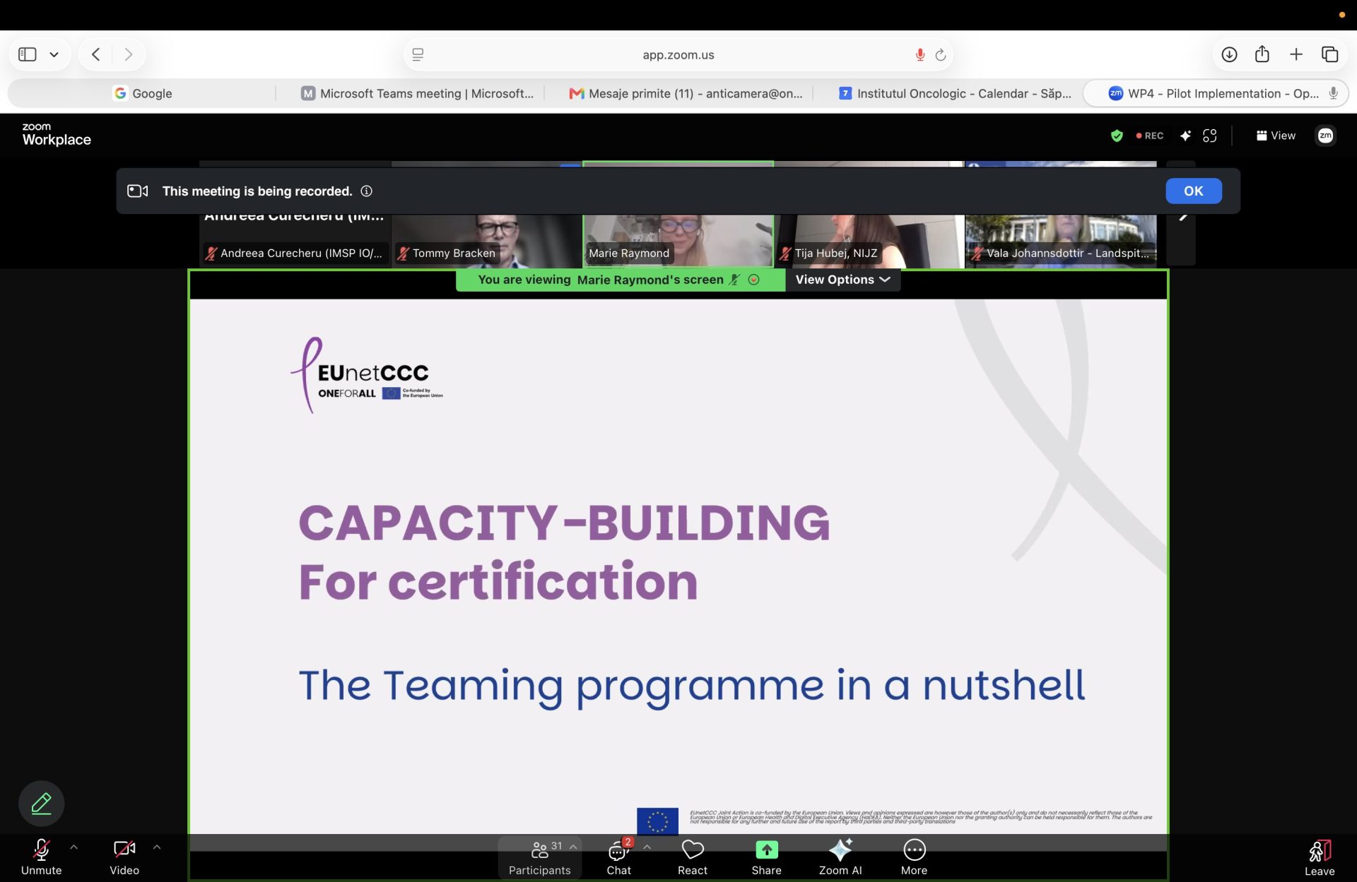 Reuniune EUnetCCC privind implementarea programului de pairing
